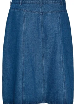 A-Linien-Jeansrock mit gewellter Knopfleiste