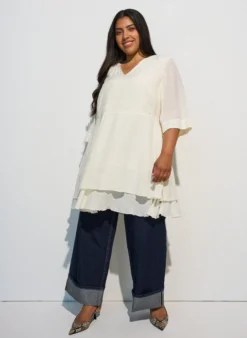 A-Linien-Kleid mit gestuften Rüschen