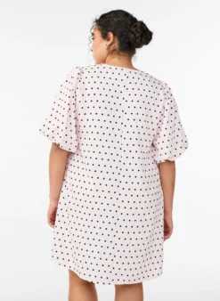 A-Linien-Kleid mit Polka Dots und Ballonärmeln