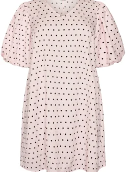 A-Linien-Kleid mit Polka Dots und Ballonärmeln