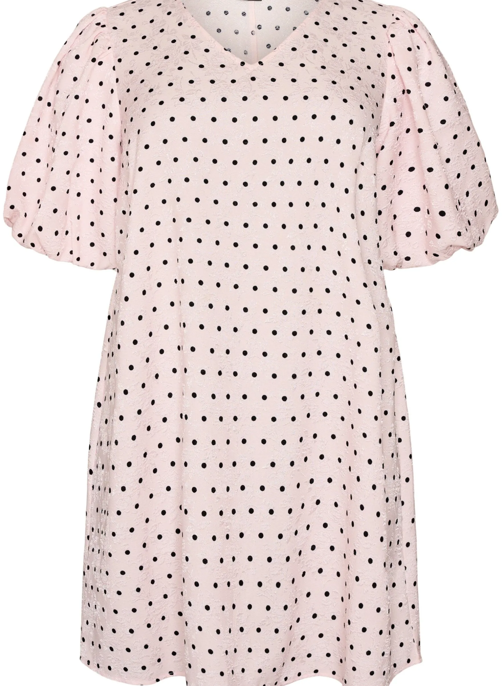 A-Linien-Kleid mit Polka Dots und Ballonärmeln