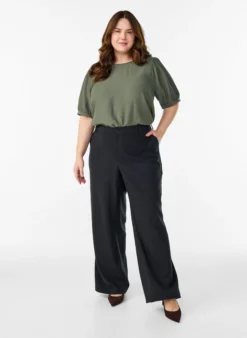 Anzughose mit hoher Taille und gerader Passform