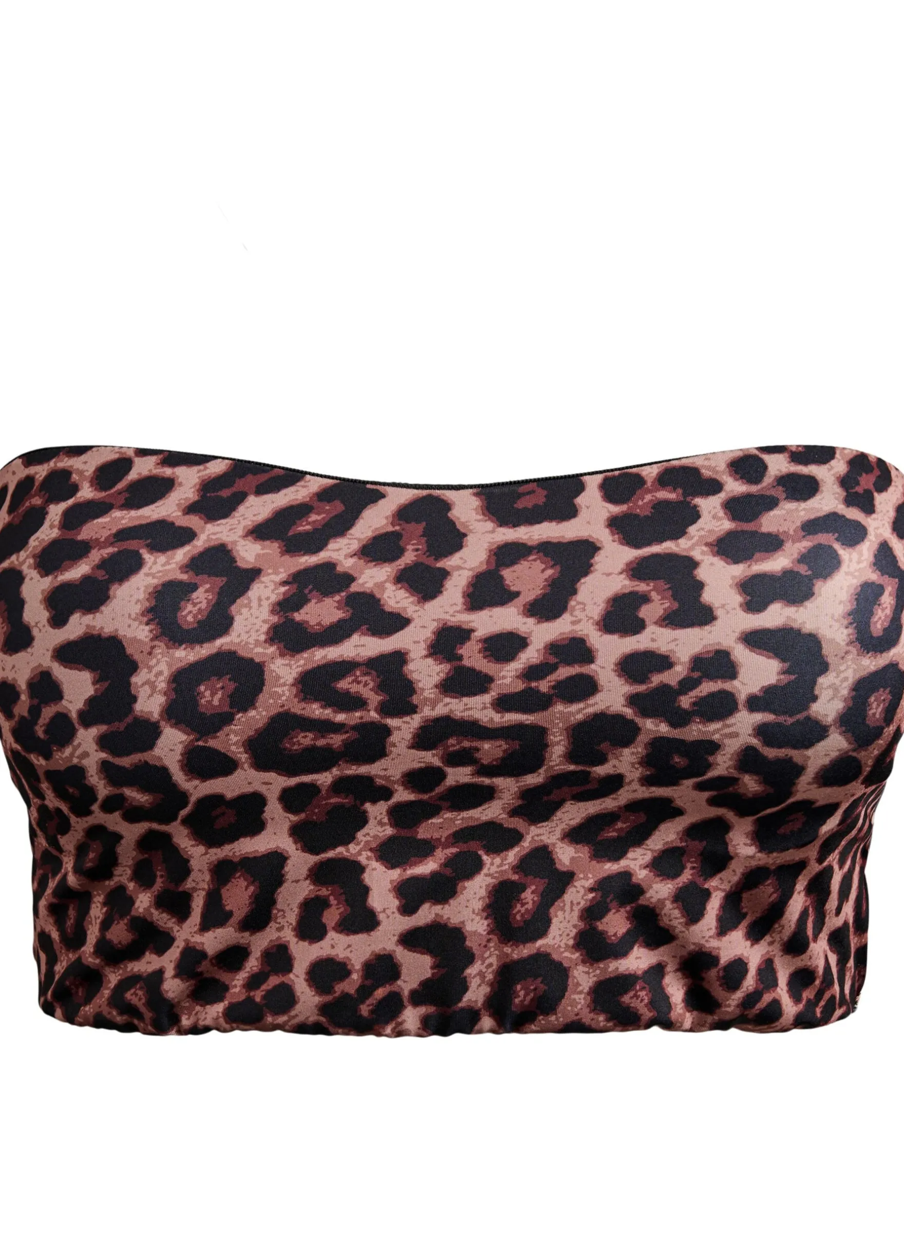 Bandeau-Bikinioberteil mit Leopardenmuster