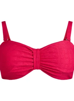 Bandeau-Bikini-Top mit Strukturmuster und abnehmbaren Trägern