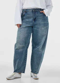 Barrel Fit Jeans mit Used-Waschung