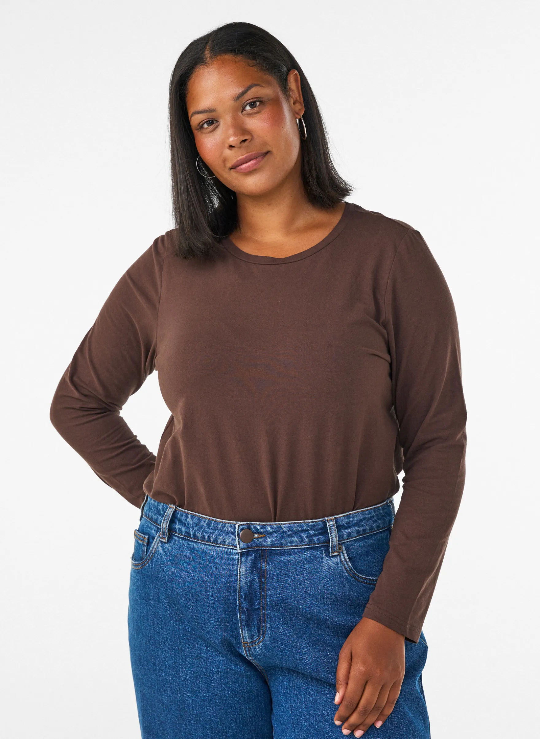 Basic Bluse aus Jersey mit langen Ärmeln