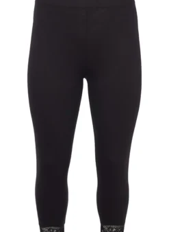 Basic 3/4 Leggings mit Spitzenbesatz