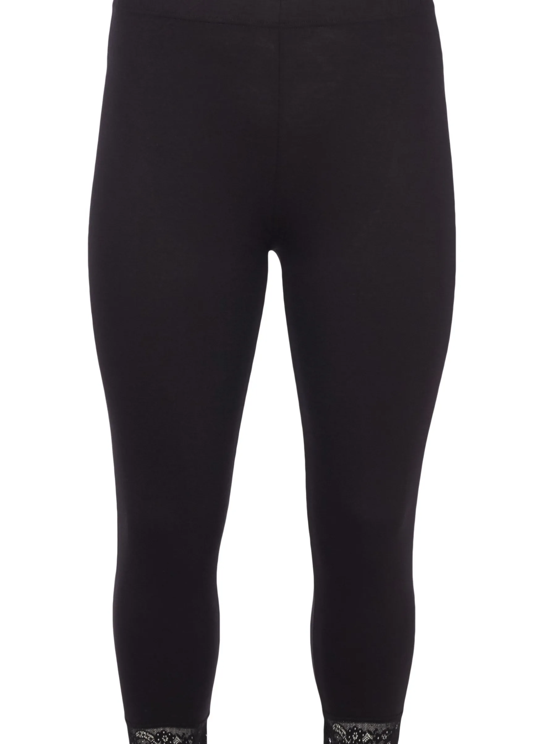 Basic 3/4 Leggings mit Spitzenbesatz