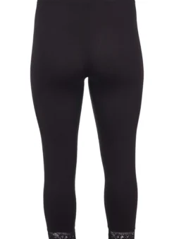 Basic 3/4 Leggings mit Spitzenbesatz