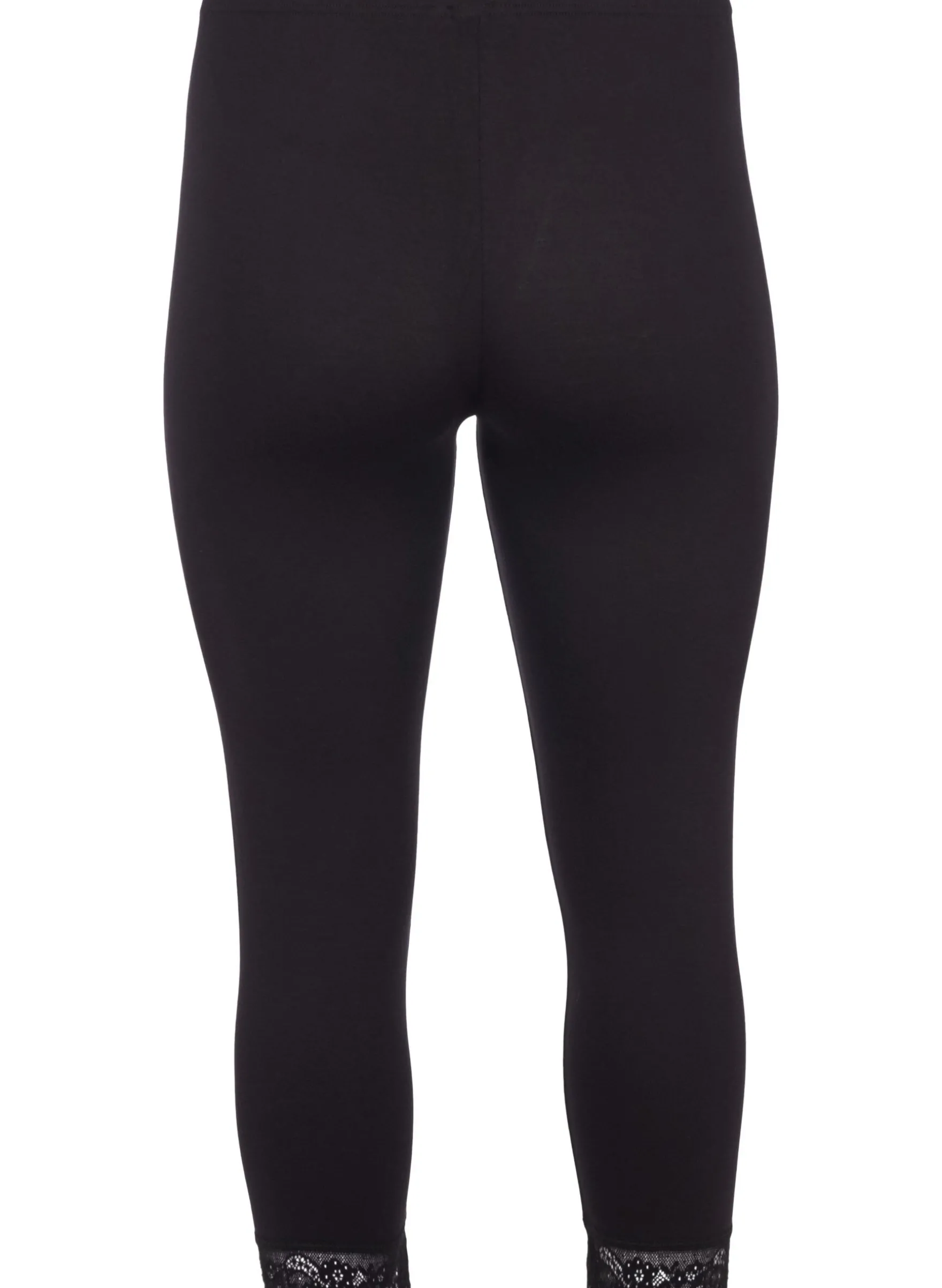 Basic 3/4 Leggings mit Spitzenbesatz