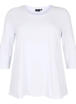 Basic T-Shirt aus Baumwolle mit 3/4-Ärmeln