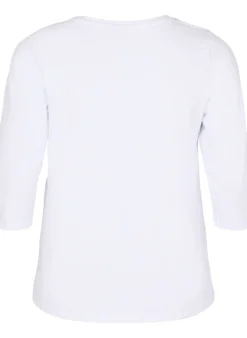 Basic T-Shirt aus Baumwolle mit 3/4-Ärmeln