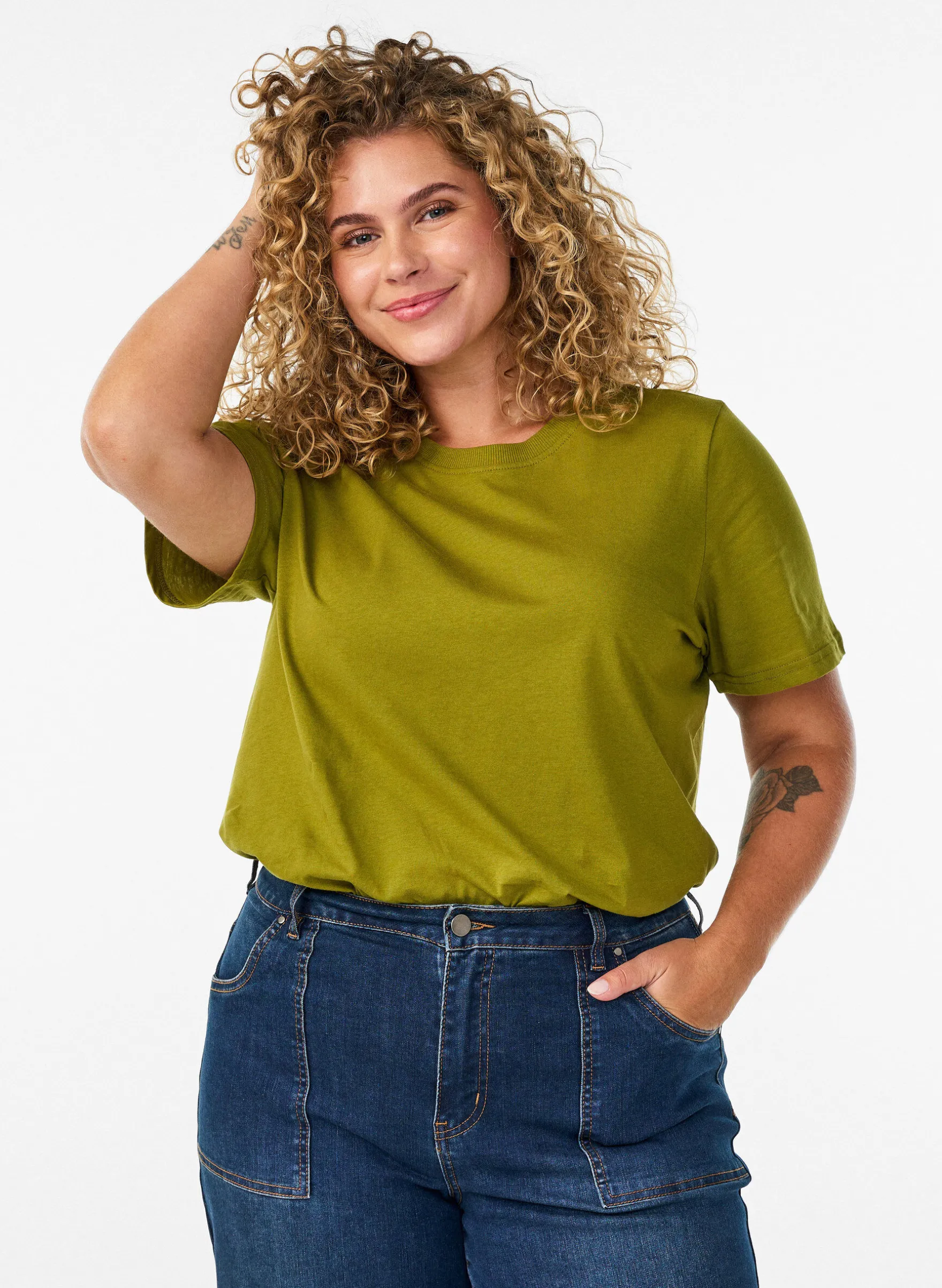 Basic T-Shirt aus Baumwolle mit Rundhalsausschnitt