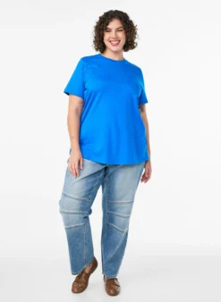 Basic-T-Shirt aus Baumwolle mit Rundhalsausschnitt