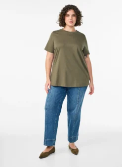 Basic-T-Shirt aus Baumwolle mit Rundhalsausschnitt