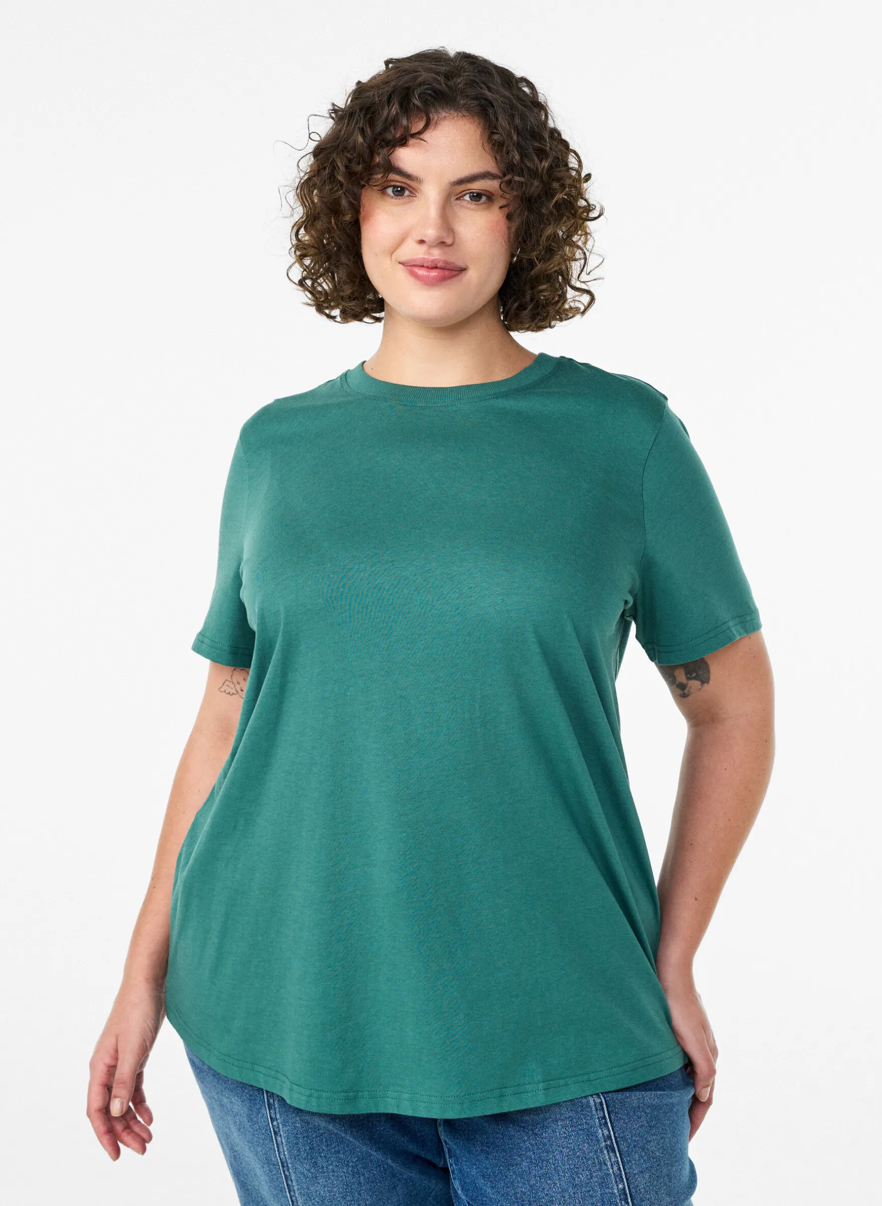 Basic-T-Shirt aus Baumwolle mit Rundhalsausschnitt