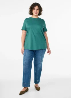 Basic-T-Shirt aus Baumwolle mit Rundhalsausschnitt