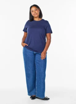 Basic-T-Shirt aus Baumwolle mit Rundhalsausschnitt