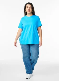 Basic-T-Shirt aus Baumwolle mit Rundhalsausschnitt