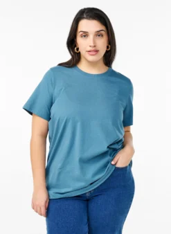 Basic-T-Shirt aus Baumwolle mit Rundhalsausschnitt