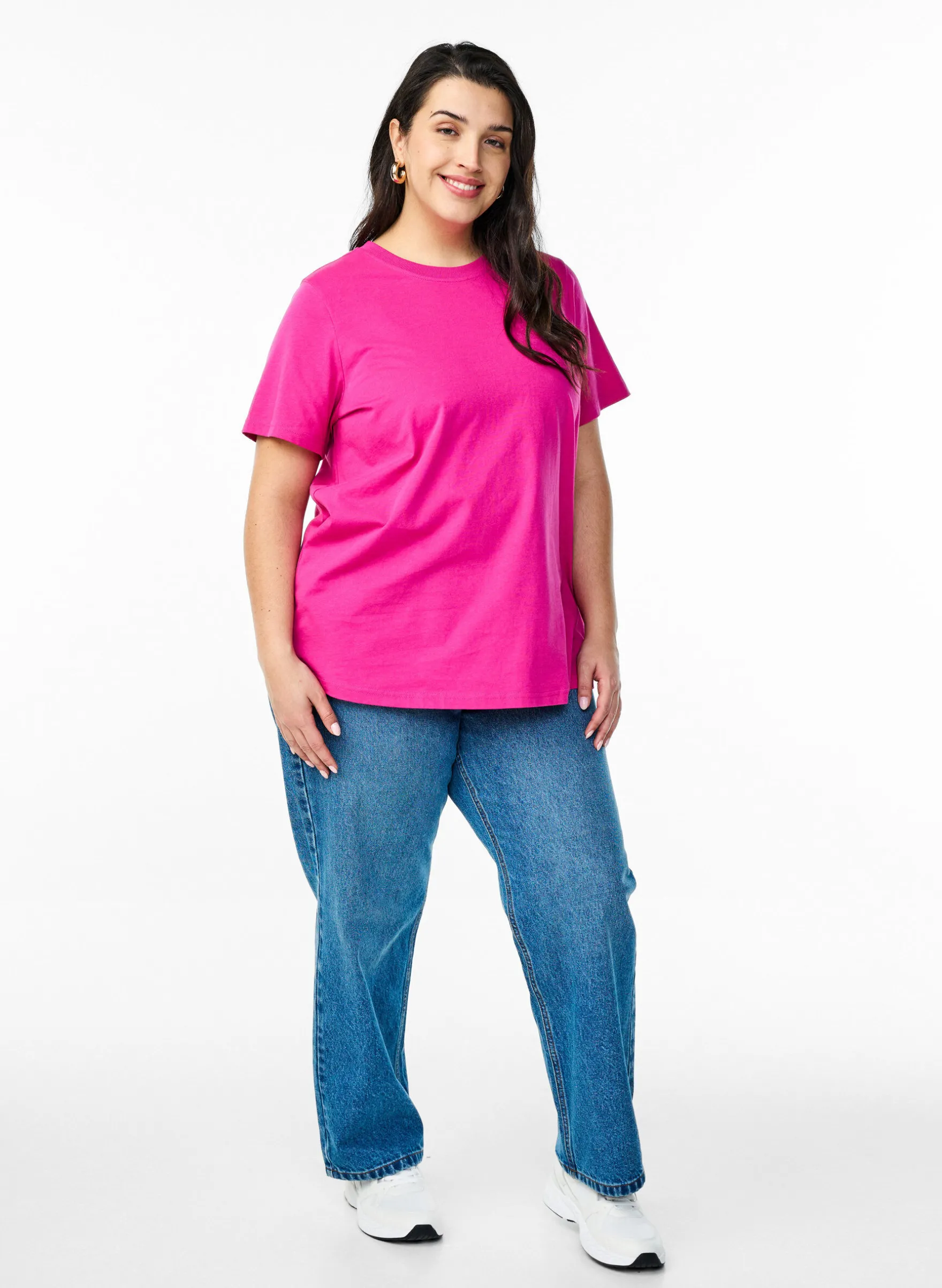 Basic-T-Shirt aus Baumwolle mit Rundhalsausschnitt