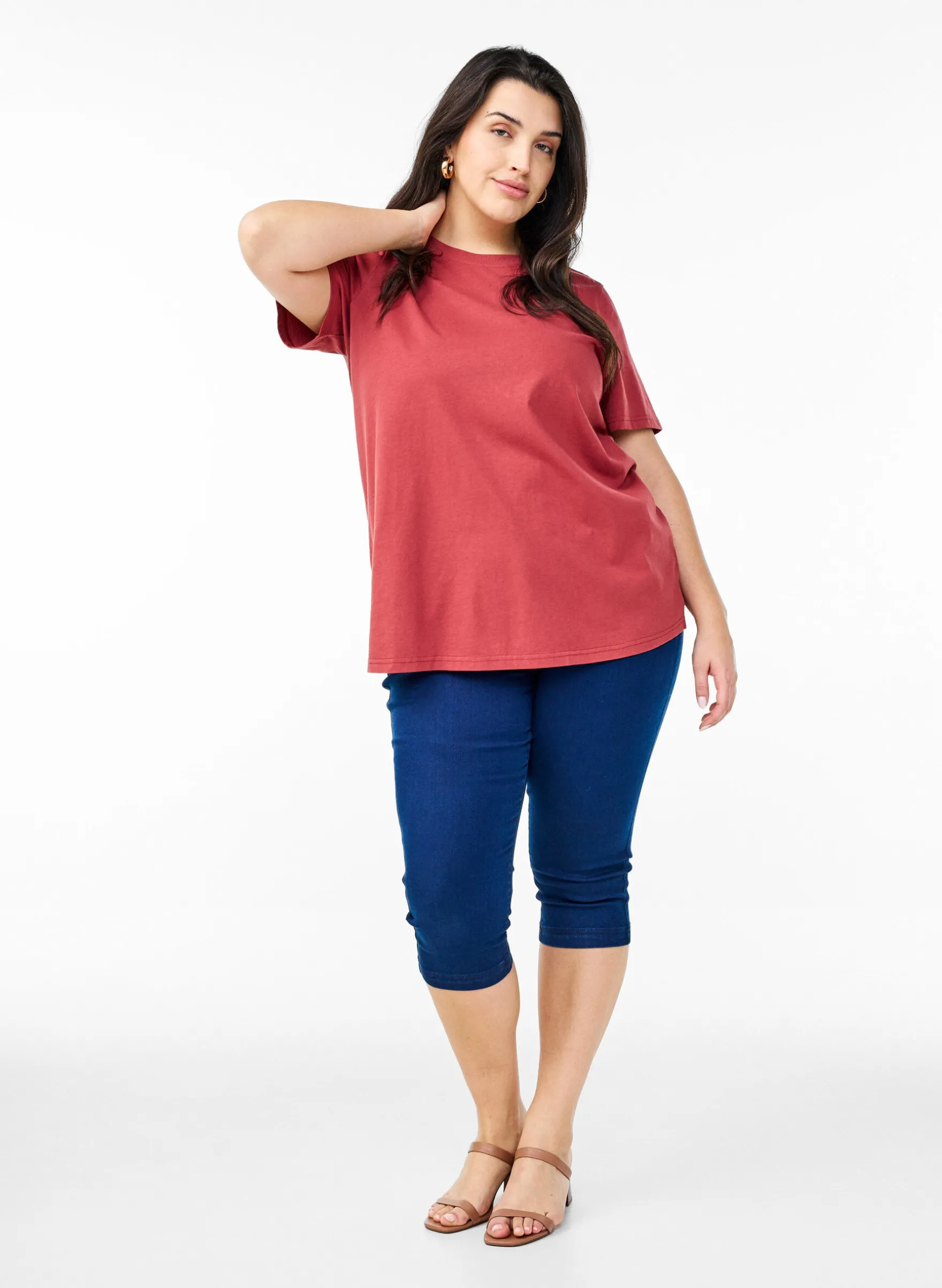 Basic-T-Shirt aus Baumwolle mit Rundhalsausschnitt