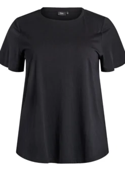 Basic-T-Shirt aus Baumwolle mit Schulterpolstern