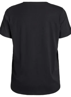 Basic-T-Shirt aus Baumwolle mit Schulterpolstern