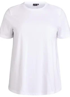 Basic-T-Shirt aus Baumwolle mit Schulterpolstern