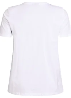 Basic-T-Shirt aus Baumwolle mit Schulterpolstern
