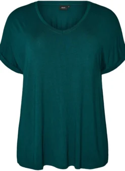 Basic T-Shirt aus Viskose mit V-Ausschnitt