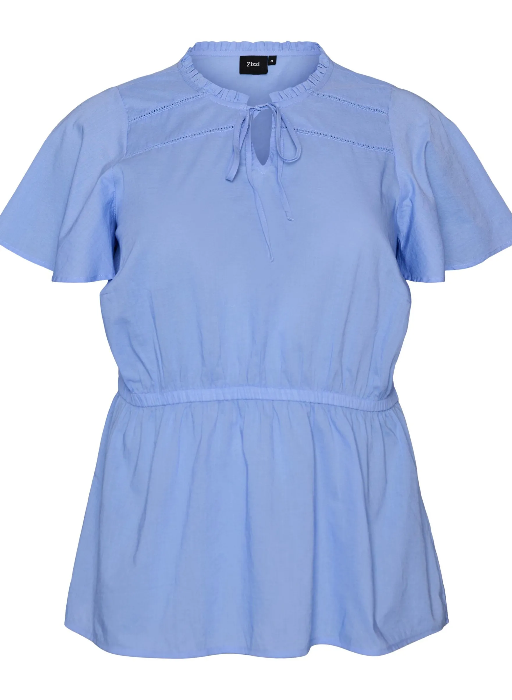 Baumwollbluse mit Bindeband und elastischer Taille