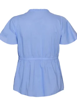 Baumwollbluse mit Bindeband und elastischer Taille