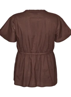 Baumwollbluse mit Bindeband und elastischer Taille