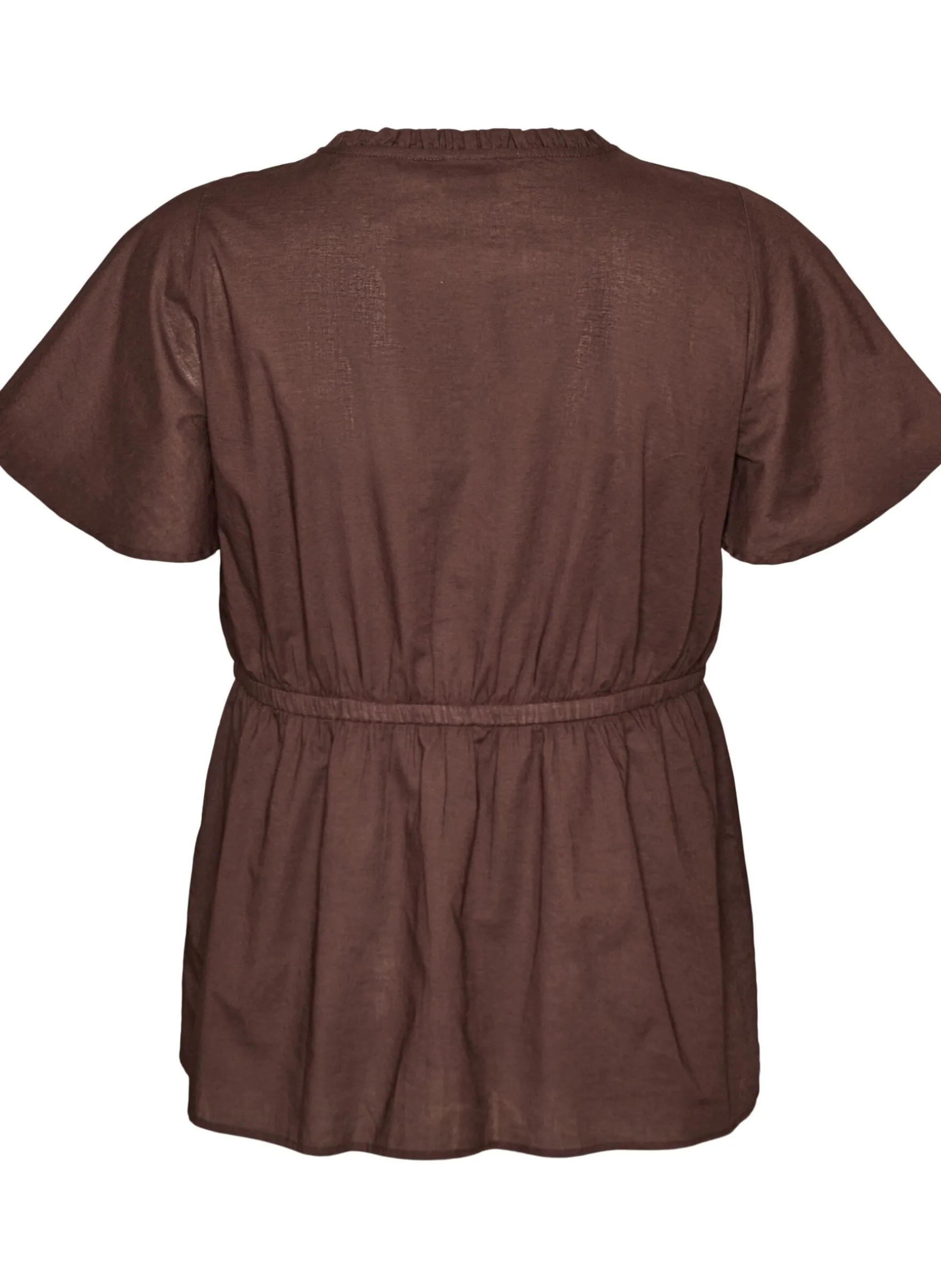 Baumwollbluse mit Bindeband und elastischer Taille