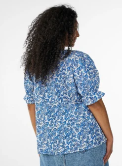 Baumwollbluse mit eckigem Ausschnitt
