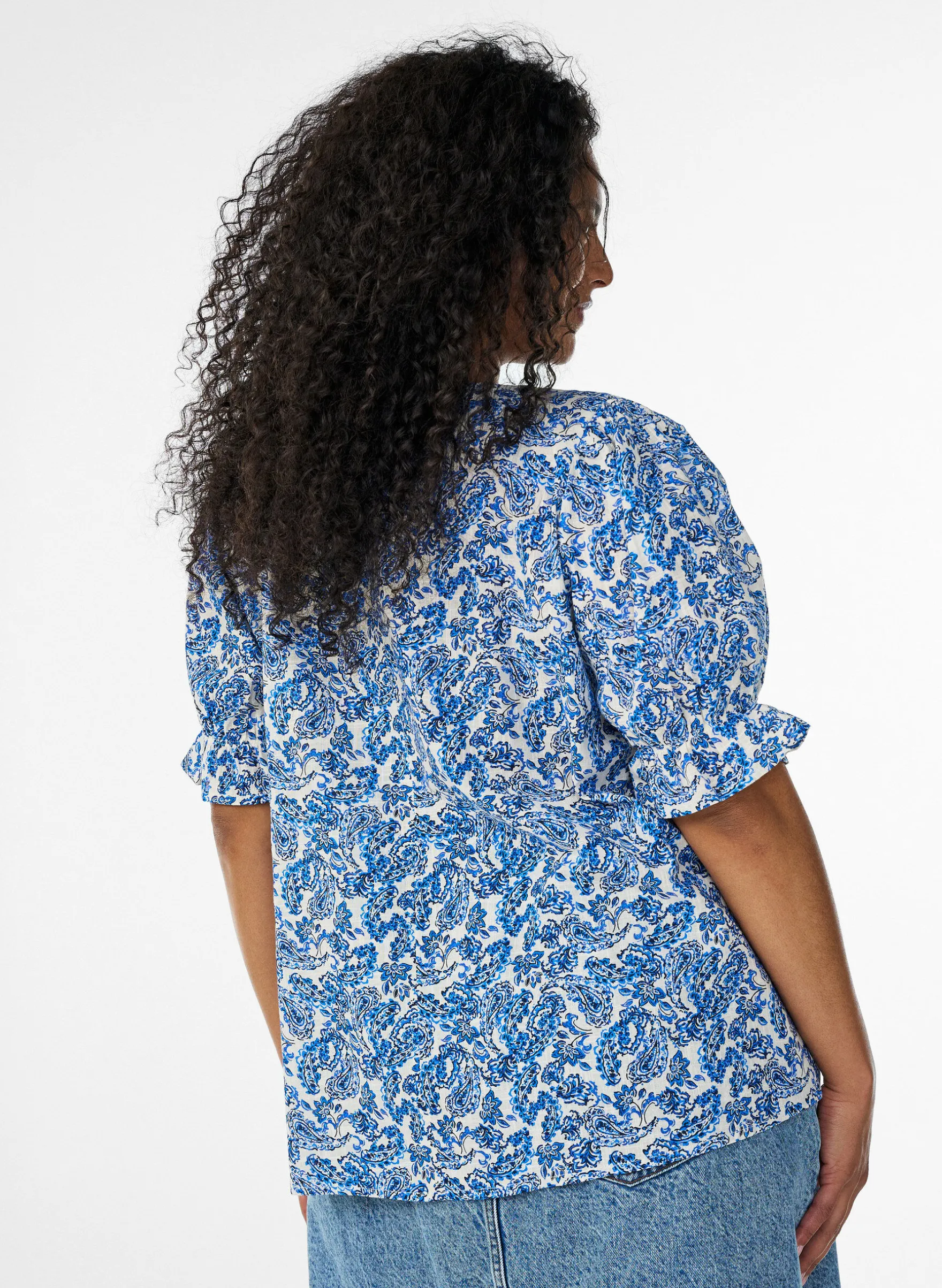 Baumwollbluse mit eckigem Ausschnitt