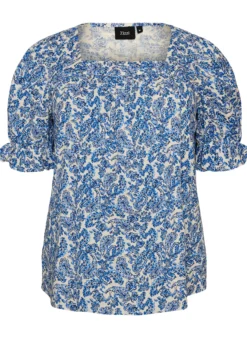 Baumwollbluse mit eckigem Ausschnitt