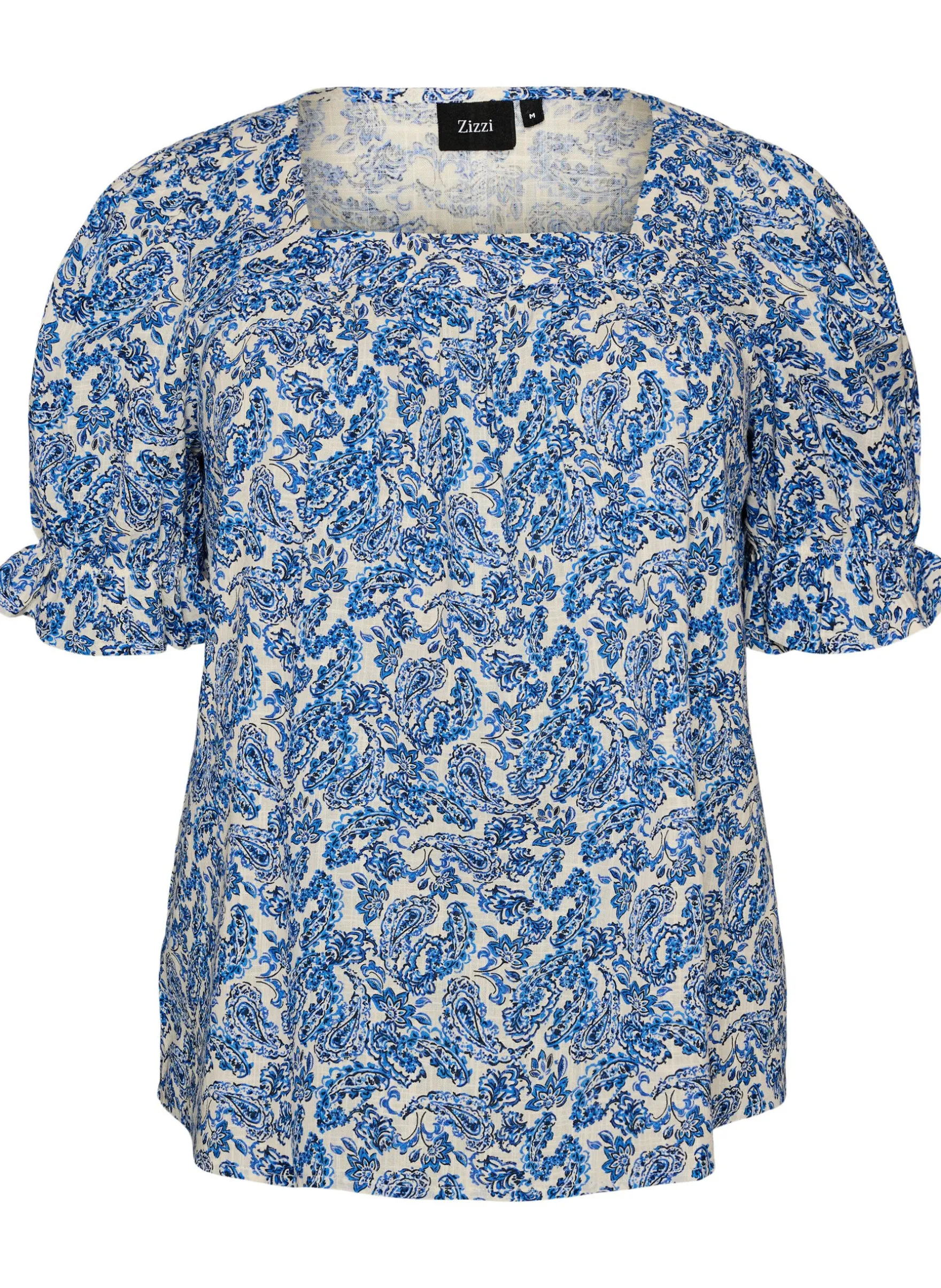 Baumwollbluse mit eckigem Ausschnitt