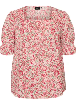 Baumwollbluse mit eckigem Ausschnitt