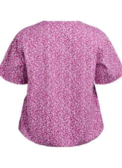 Baumwoll-Bluse mit Print und kurzen Ärmeln