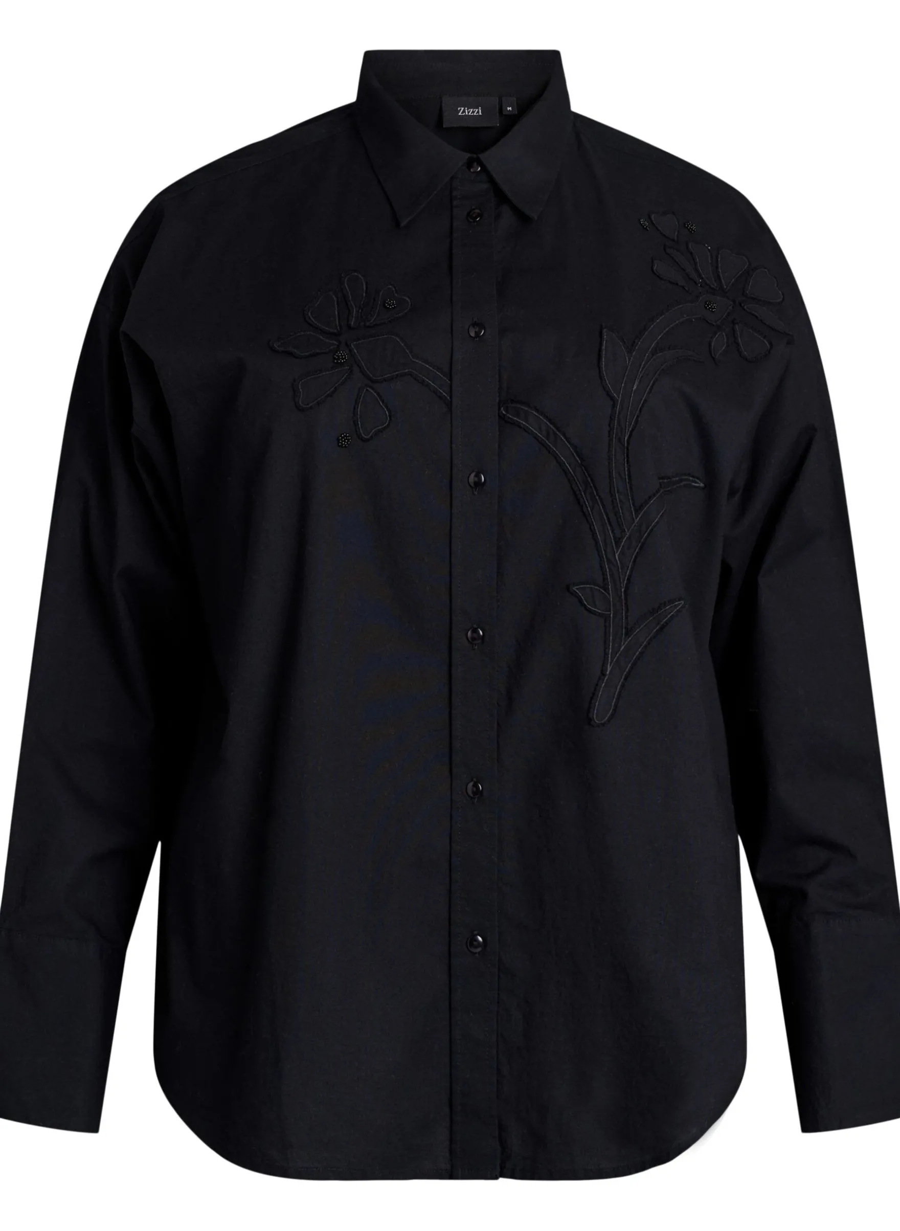 Baumwollbluse mit Ton-in-Ton-Blumenstickerei