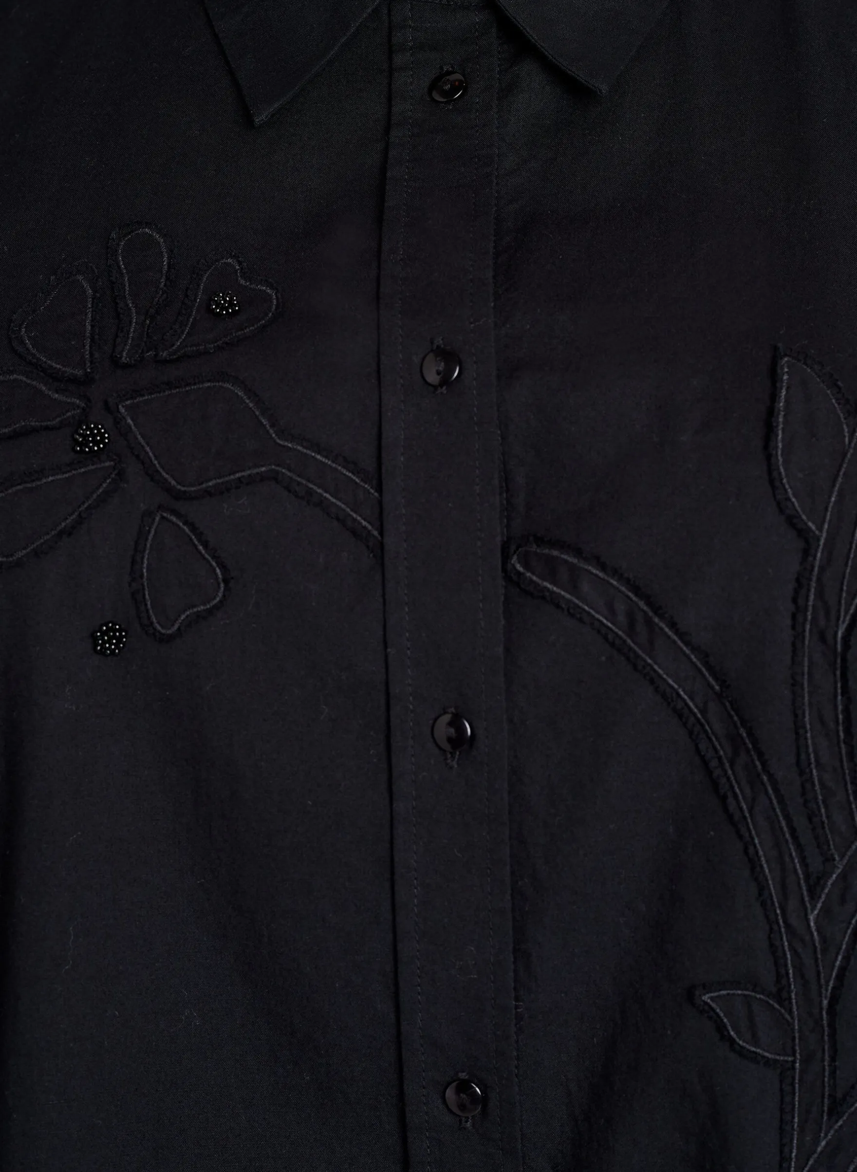 Baumwollbluse mit Ton-in-Ton-Blumenstickerei