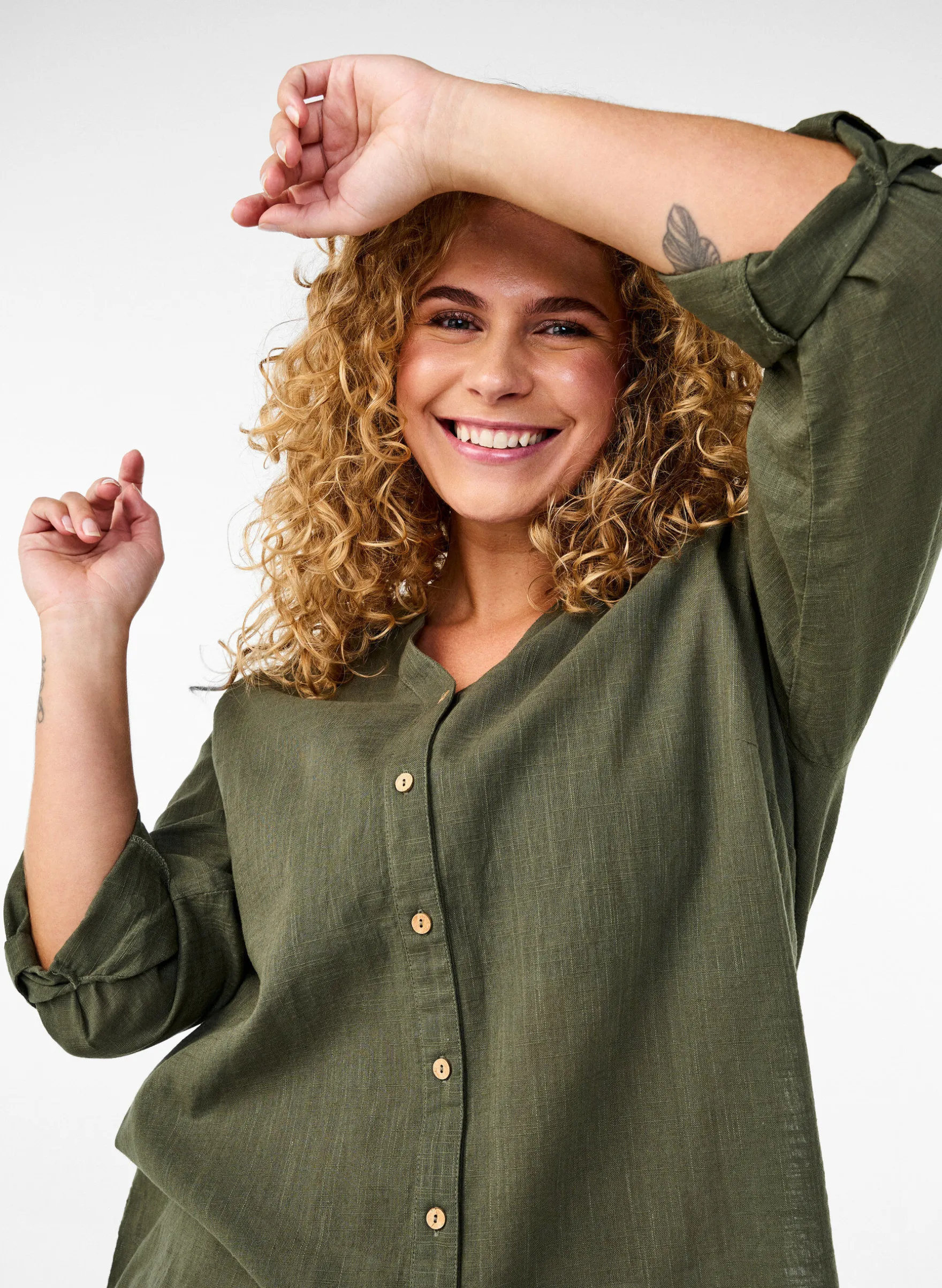 Baumwollbluse mit V-Ausschnitt