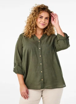 Baumwollbluse mit V-Ausschnitt