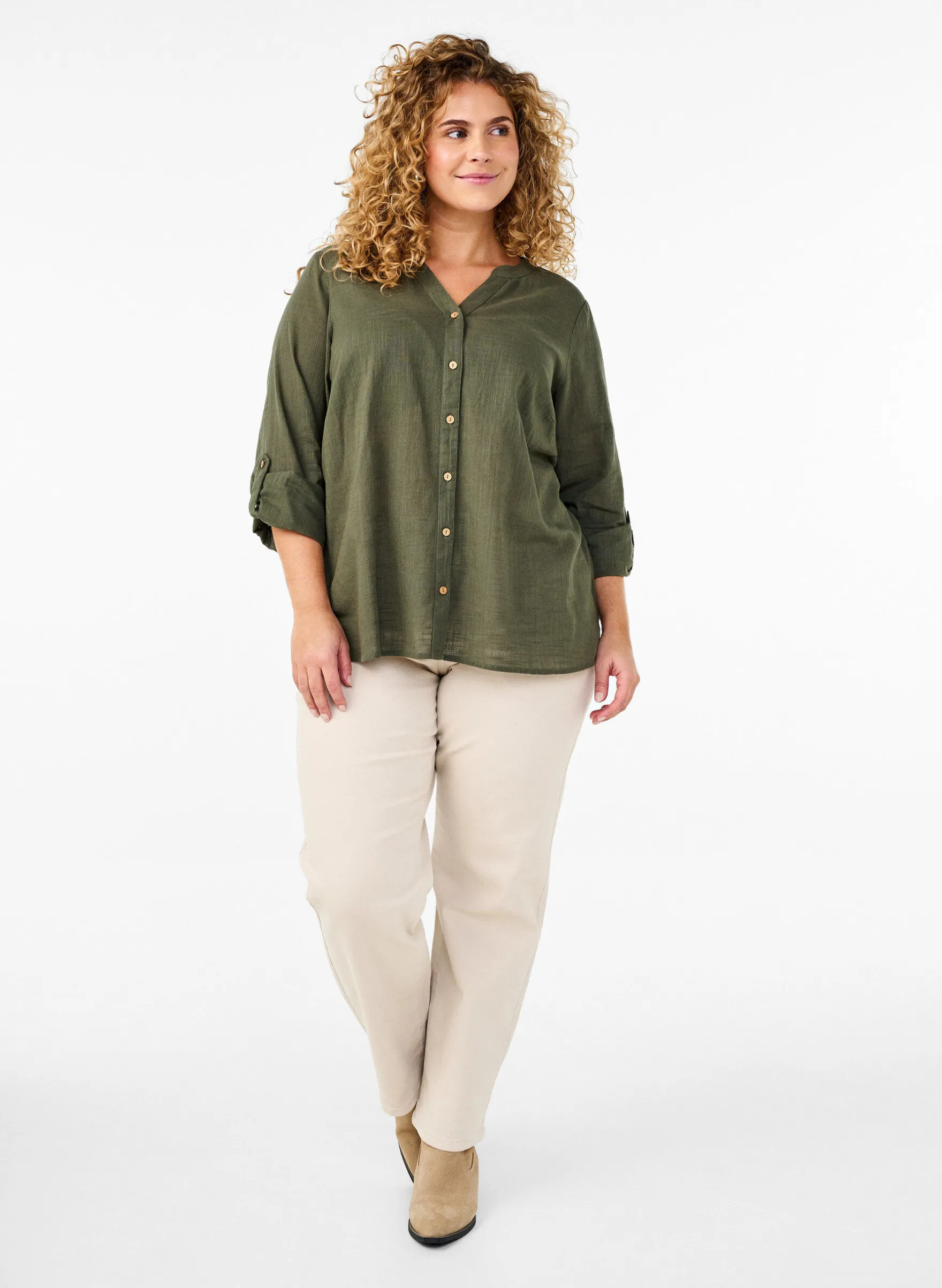 Baumwollbluse mit V-Ausschnitt