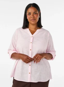 Baumwollbluse mit V-Ausschnitt