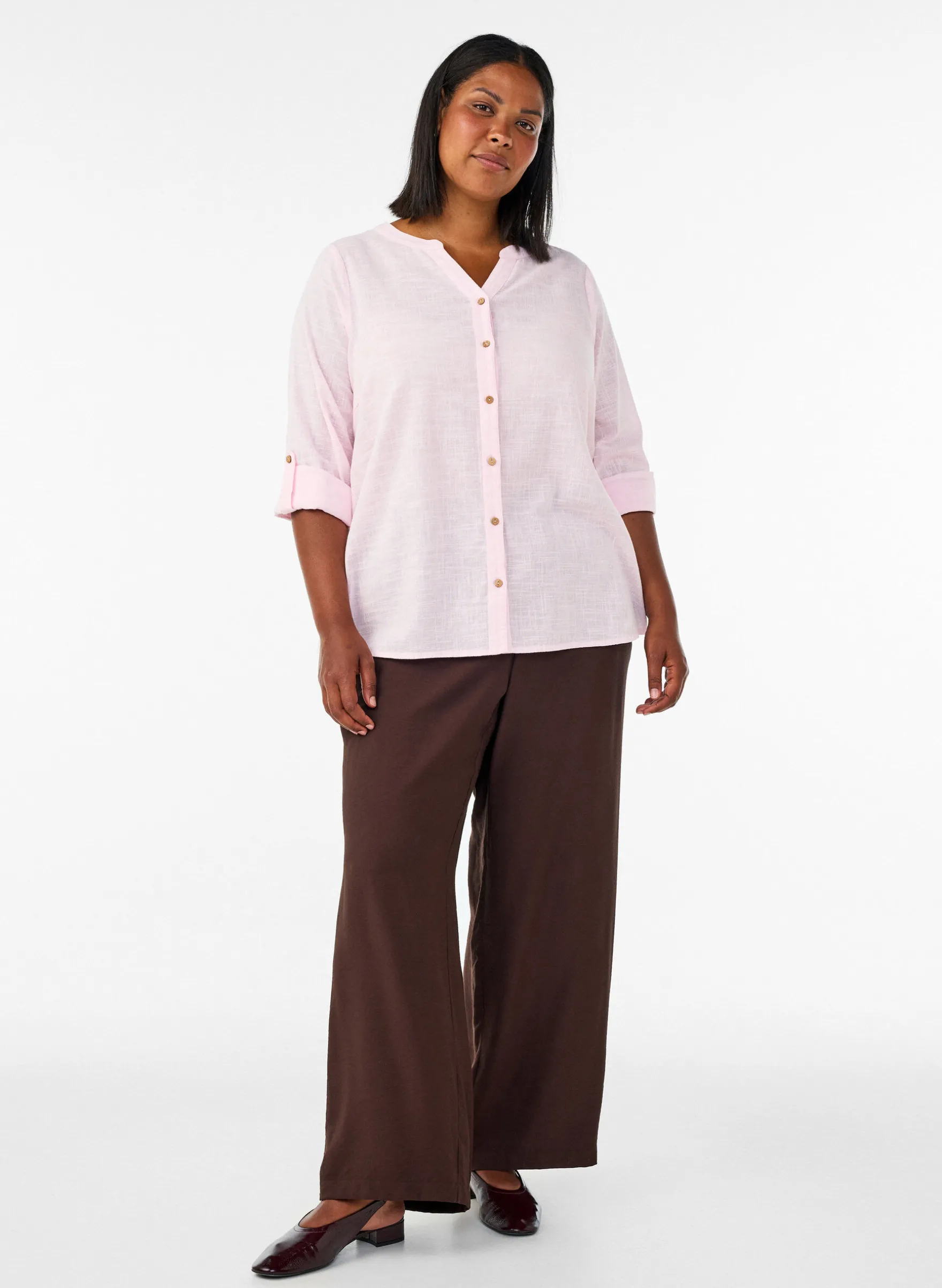 Baumwollbluse mit V-Ausschnitt