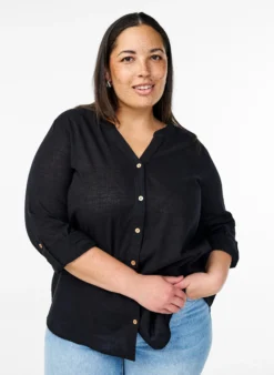 Baumwollbluse mit V-Ausschnitt