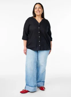Baumwollbluse mit V-Ausschnitt